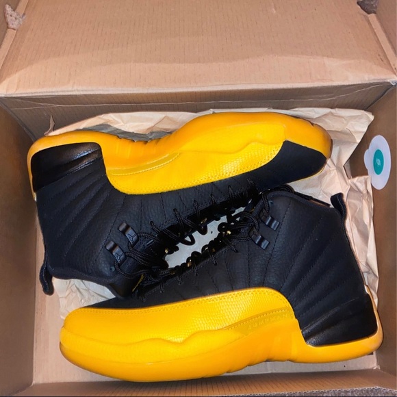 jordan 12 black and yellow box